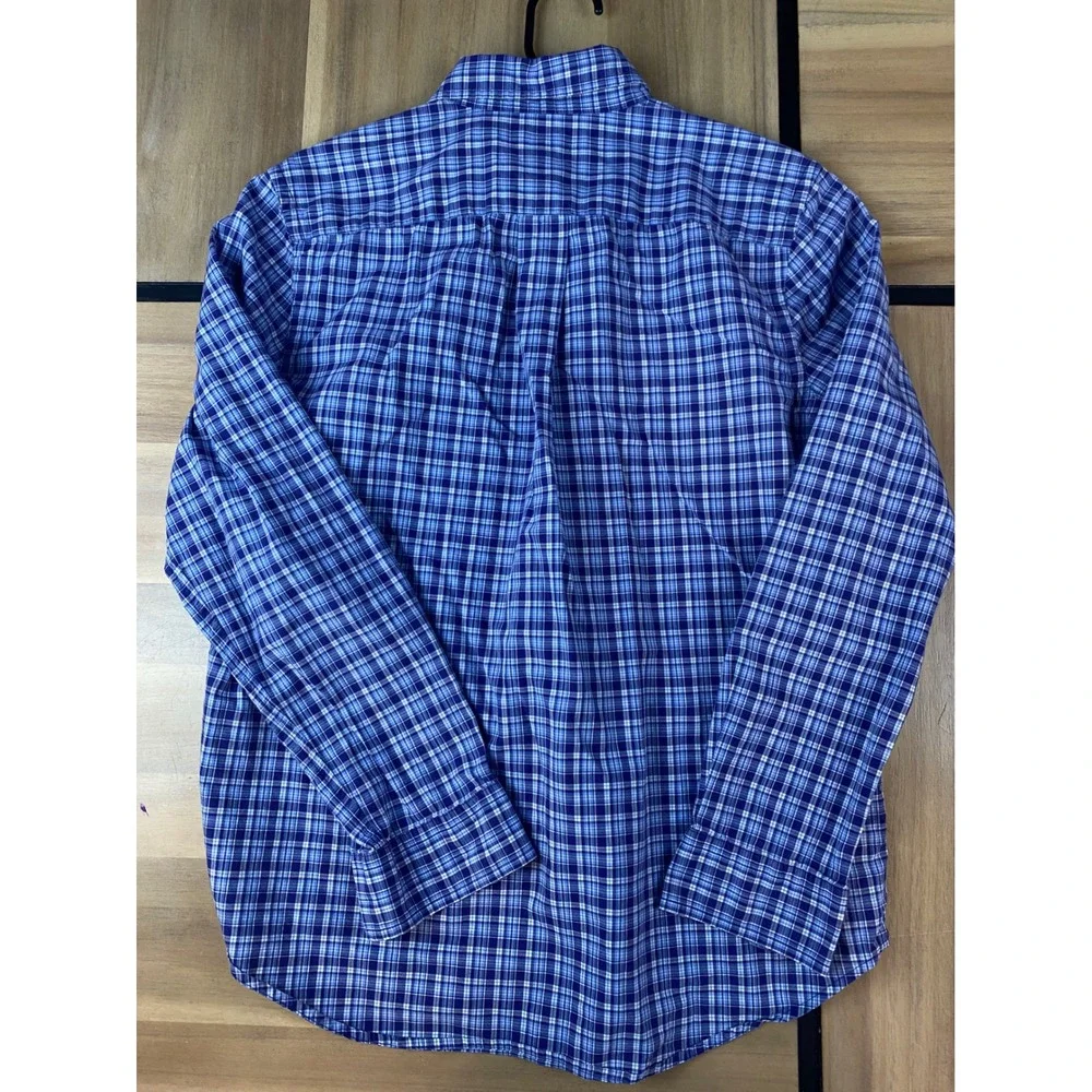Ralph Lauren Boys‎ Blue Plaid Long Sleeve Button Down Shirt Size L (14-16)